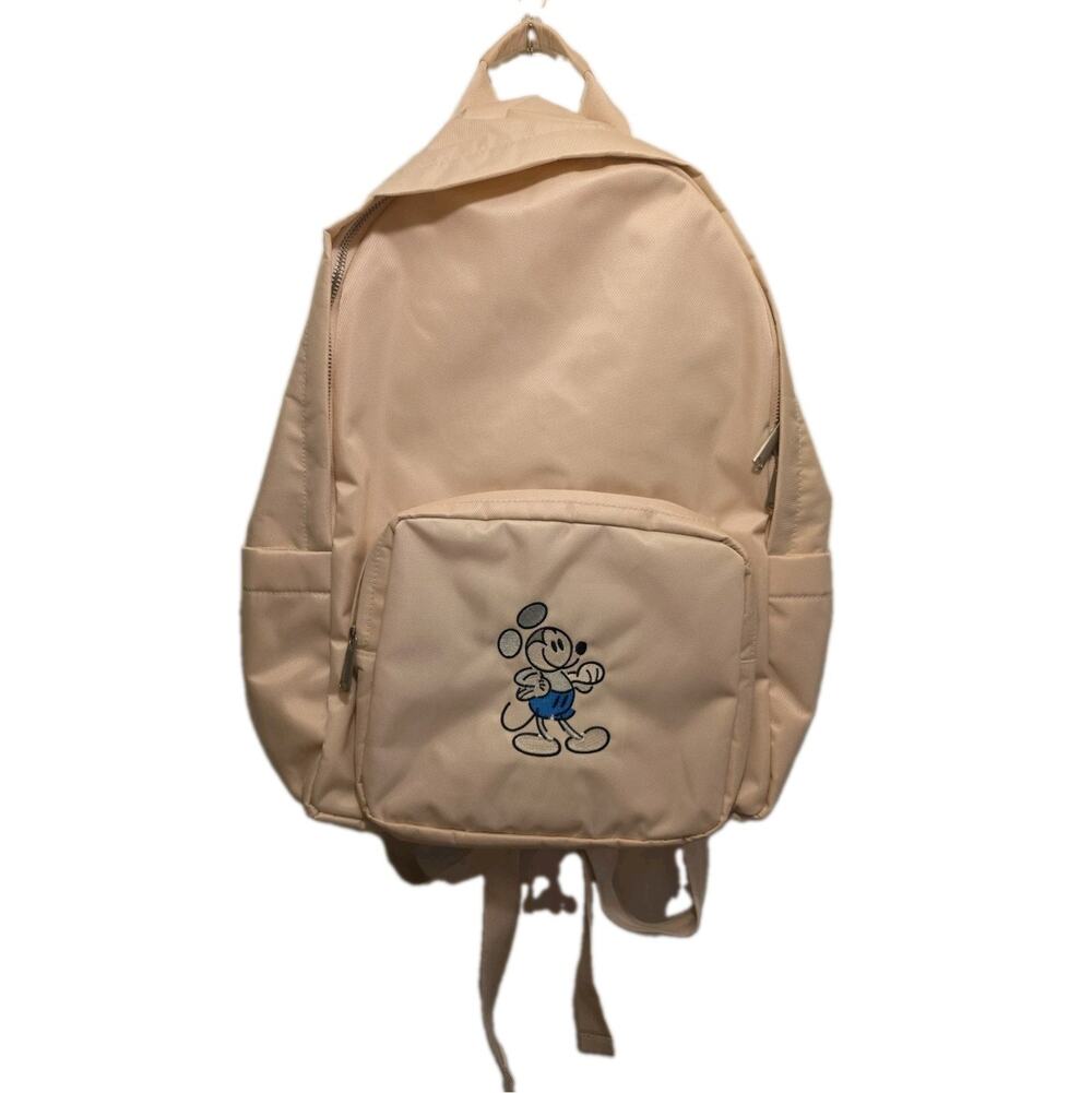 Disney Mickey Mouse Light Pink Backpack Bag Embroidered Mickey